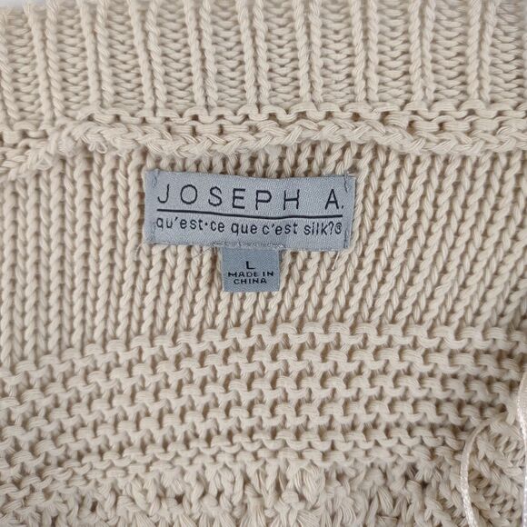 Joseph A Qu'est-Ce Que C'est Silk? Womens L Beige Chunky Knit Sweater Dolman Slv - Picture 2 of 6